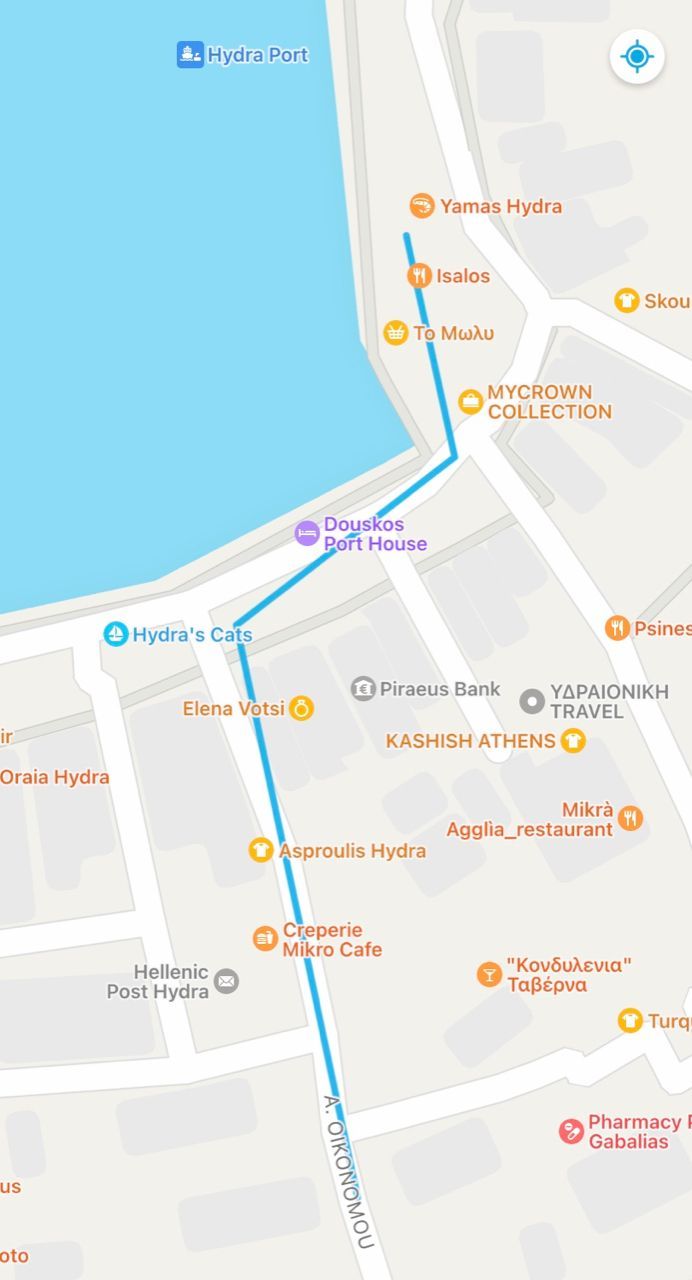 Direction to Studio Sunrise in Hydra Town on Hydra Island Greece