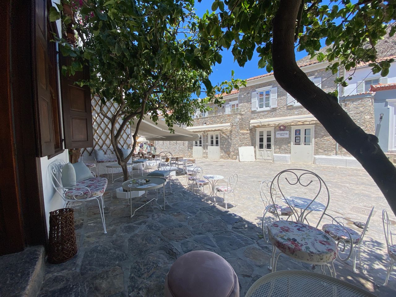 The Lemon Trees Cafe & Bar on Hydra Island Greece.
