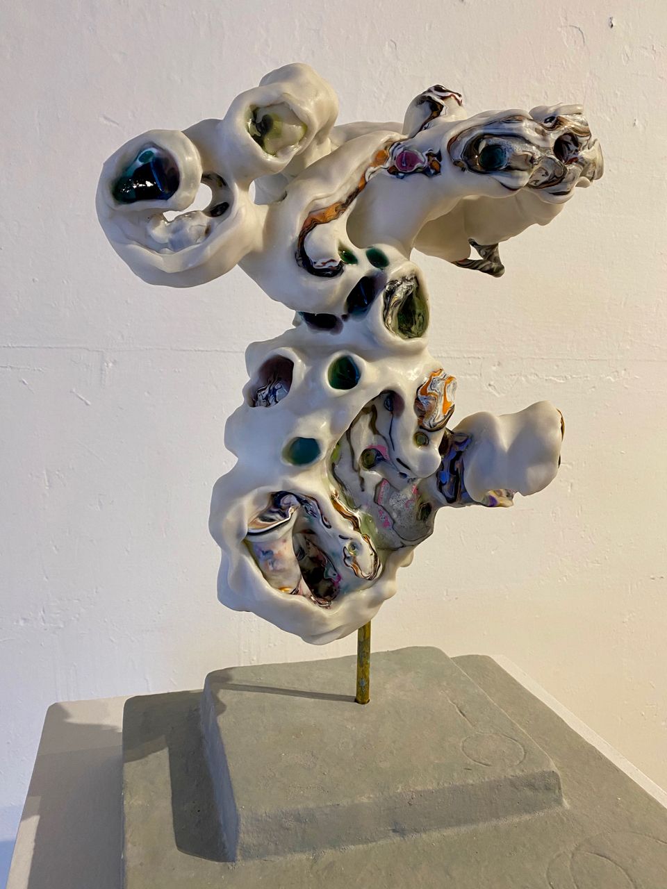 Adonis Stoantzikis sculptor at the Hydra School Projects summer 2023 exhibition on Hydra Island Greece.