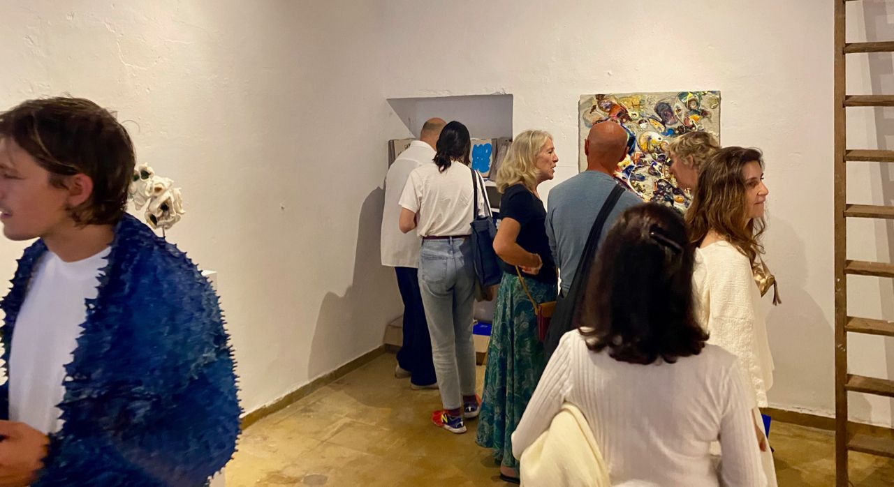 Opening of Dimitrios Antonitsis Hydra School Projects' Lessons Learned summer 2023 exhibition on Hydra Island Greece.