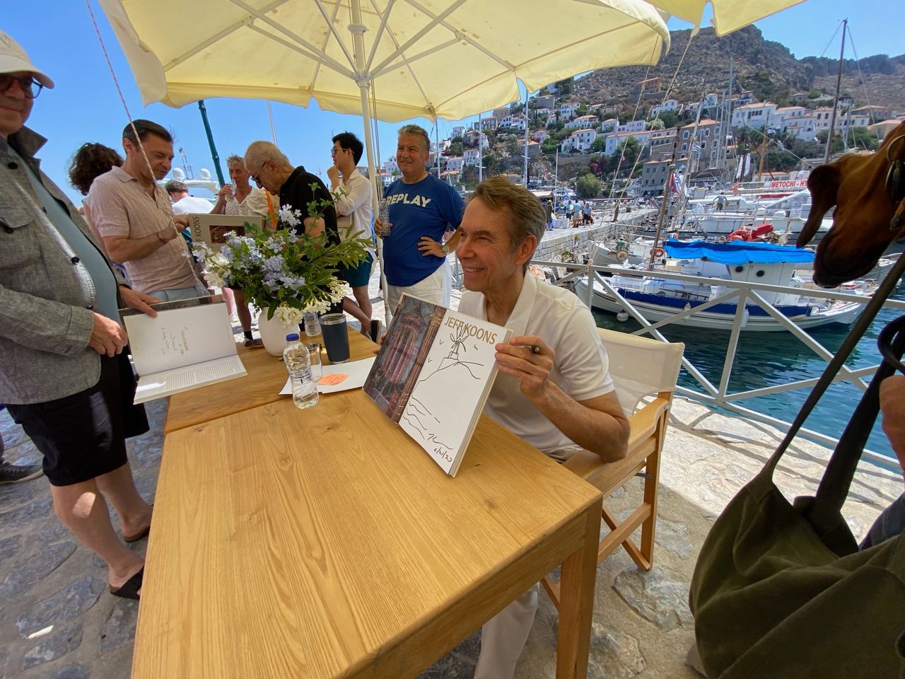 Apollo by Jeff Koons book signing on Hydra Island Greece 20 June 2023.