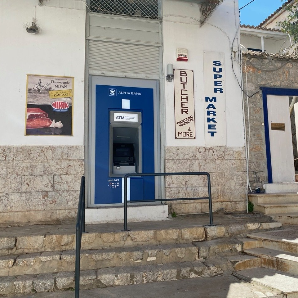 Alpha Bank ATM  on Hydra Island Greece
