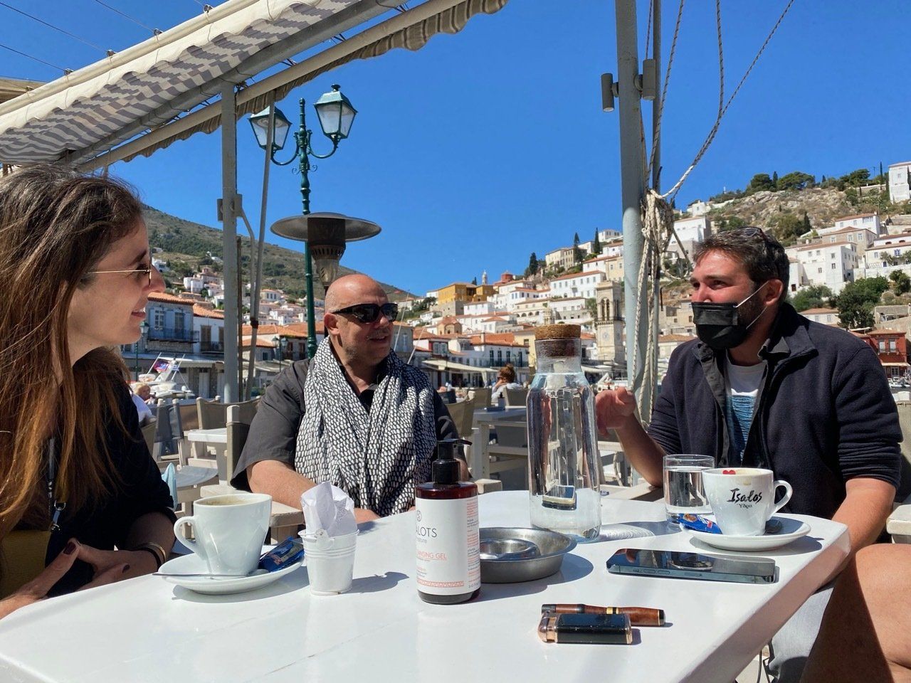 Joel Bronner interviews Hydra Islanders for French Radio (RFI) pre Greek opening of tourism.