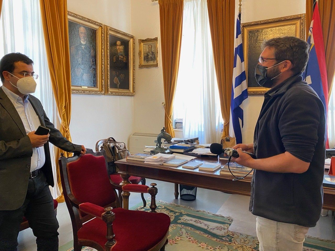 Joel Bronner interviews Hydra Islanders for French Radio (RFI) pre Greek opening of tourism.