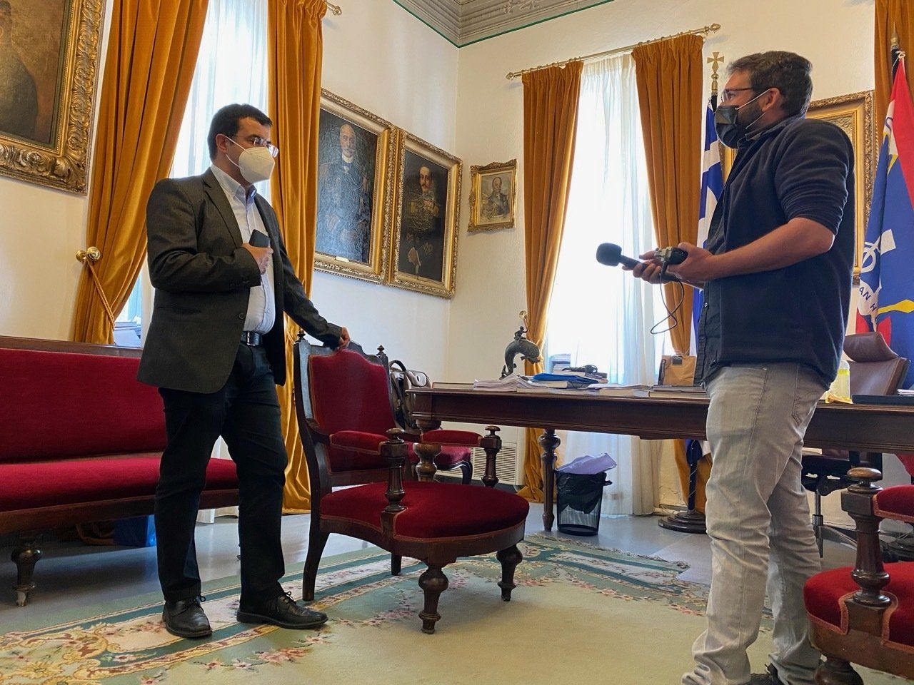 Joel Bronner interviews Hydra Islanders for French Radio (RFI) pre Greek opening of tourism.