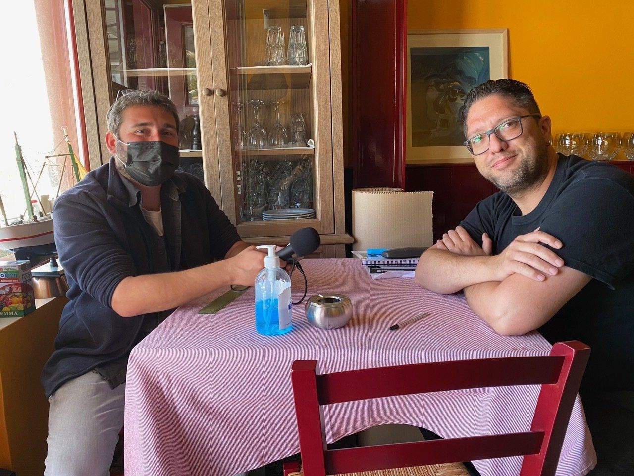 Joel Bronner interviews Hydra Islanders for French Radio (RFI) pre Greek opening of tourism.