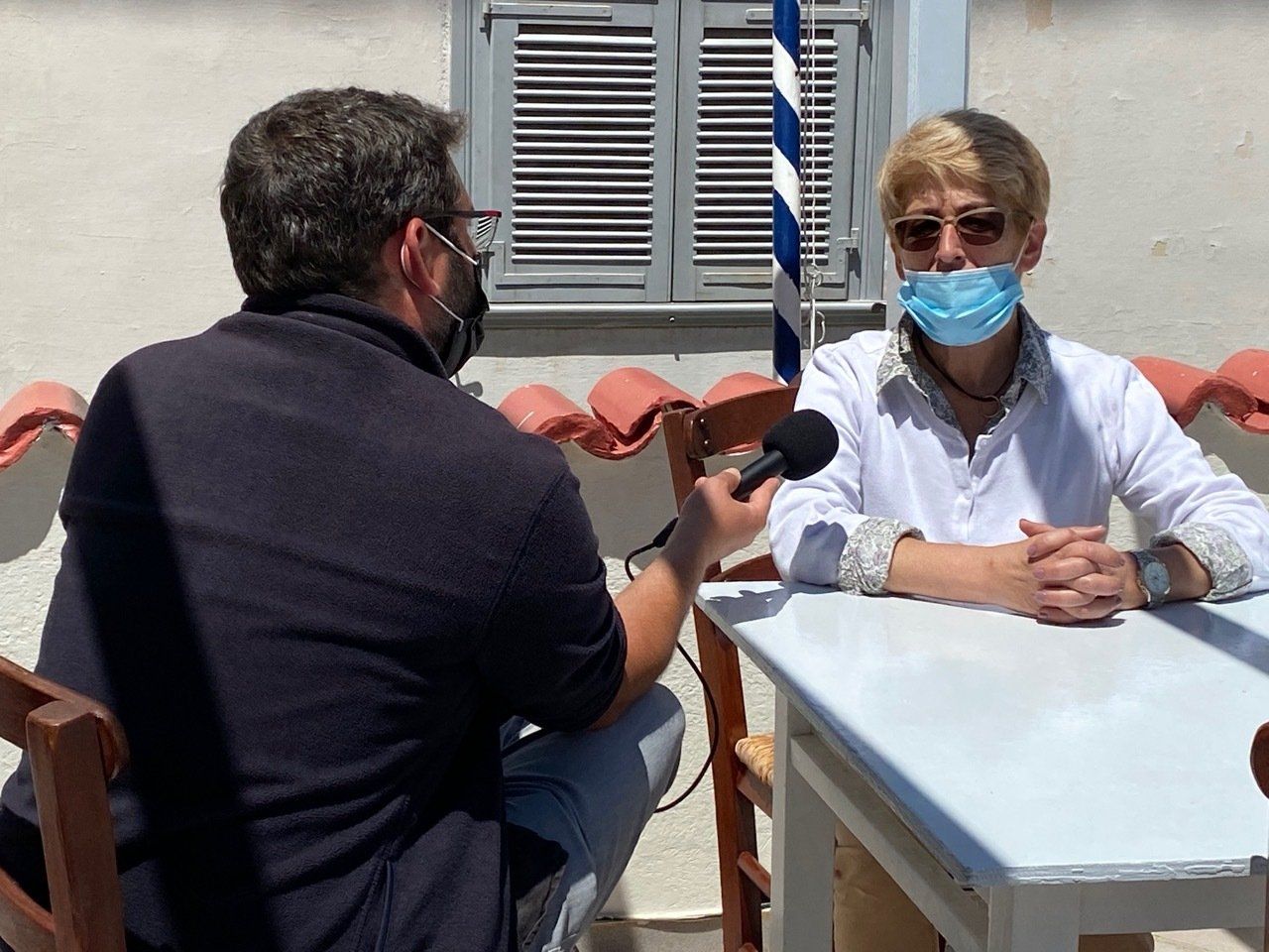 Joel Bronner interviews Hydra Islanders for French Radio (RFI) pre Greek opening of tourism.
