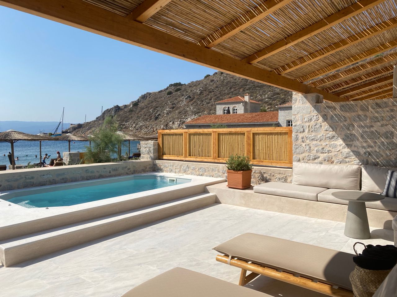 Mandraki Beach Resort in Mandraki Bay on Hydra Island Greece