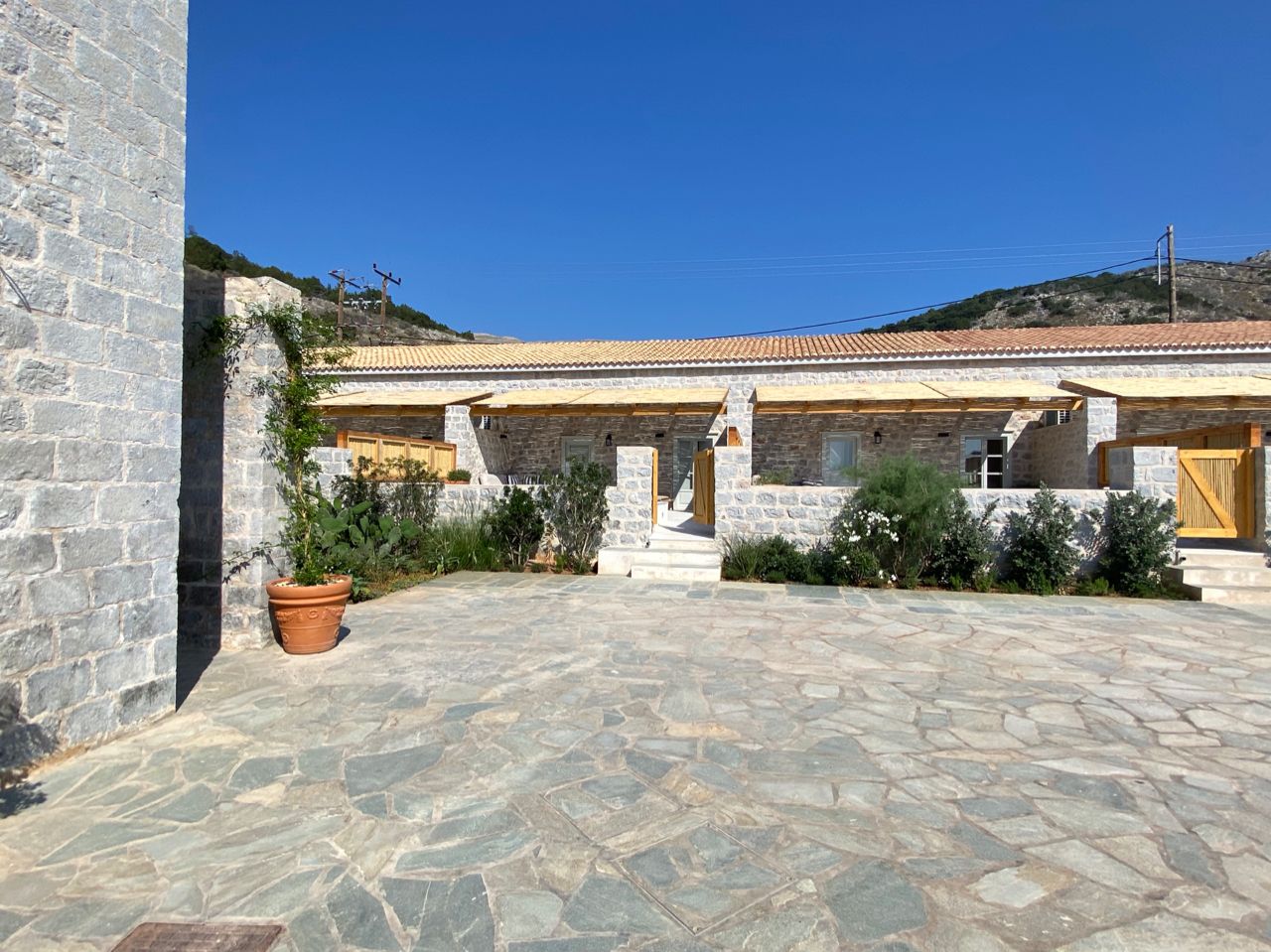 Mandraki Beach Resort in Mandraki Bay on Hydra Island Greece