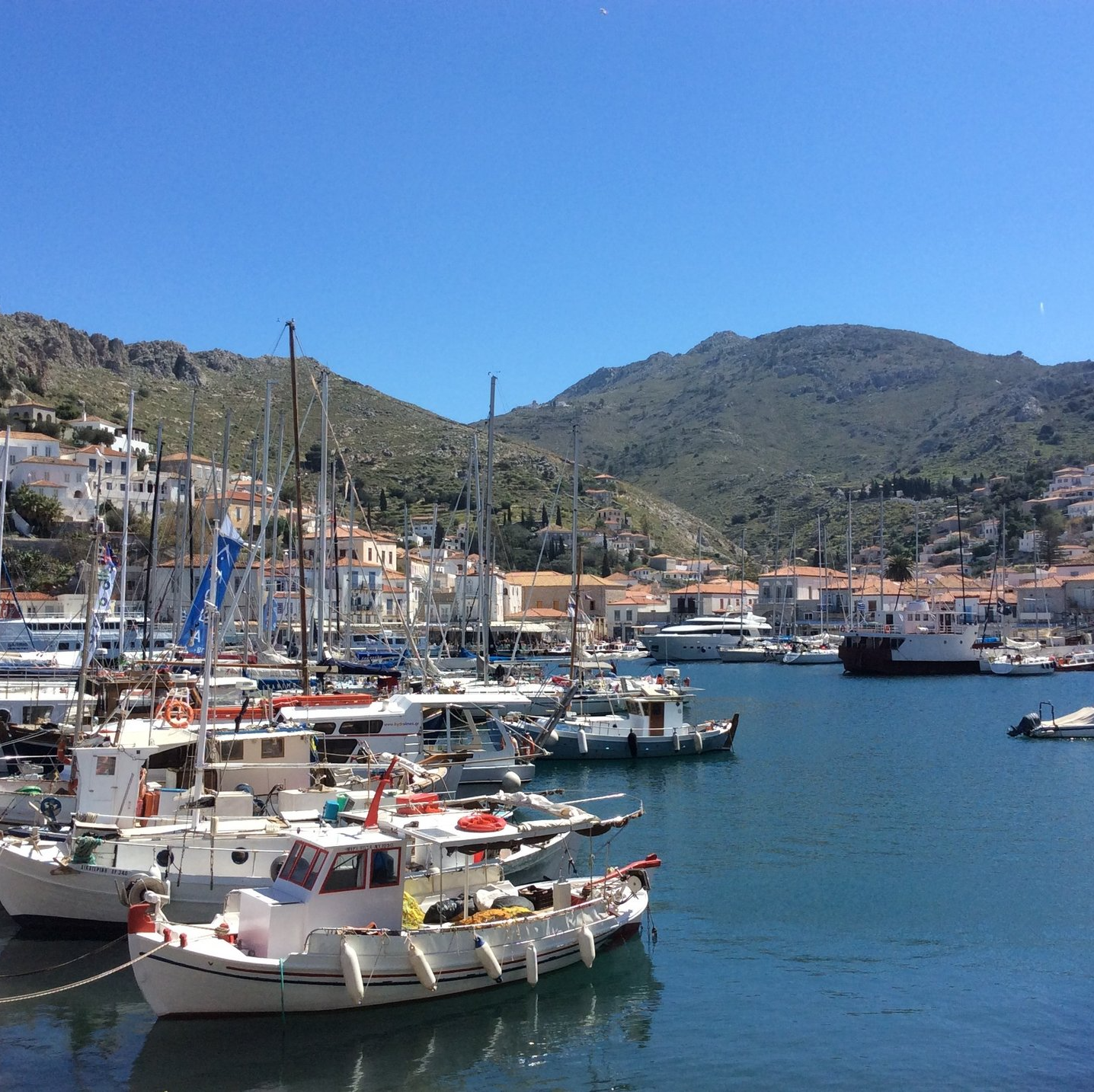 Hydra Harbour and Port on Hydra Island Greece