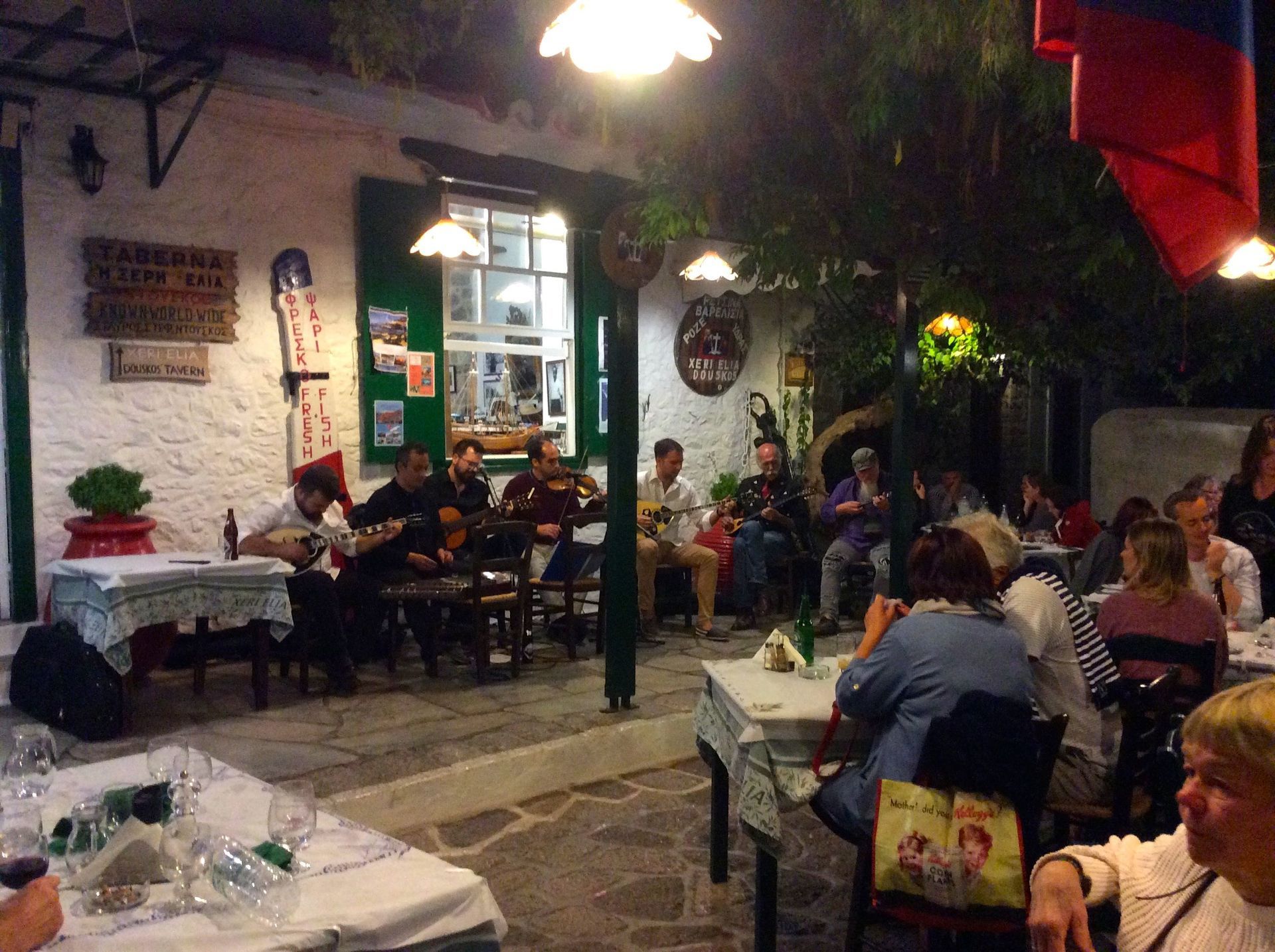2018 SOAS Rebetika band playing live at the rebetika evening on Hydra Island Greece