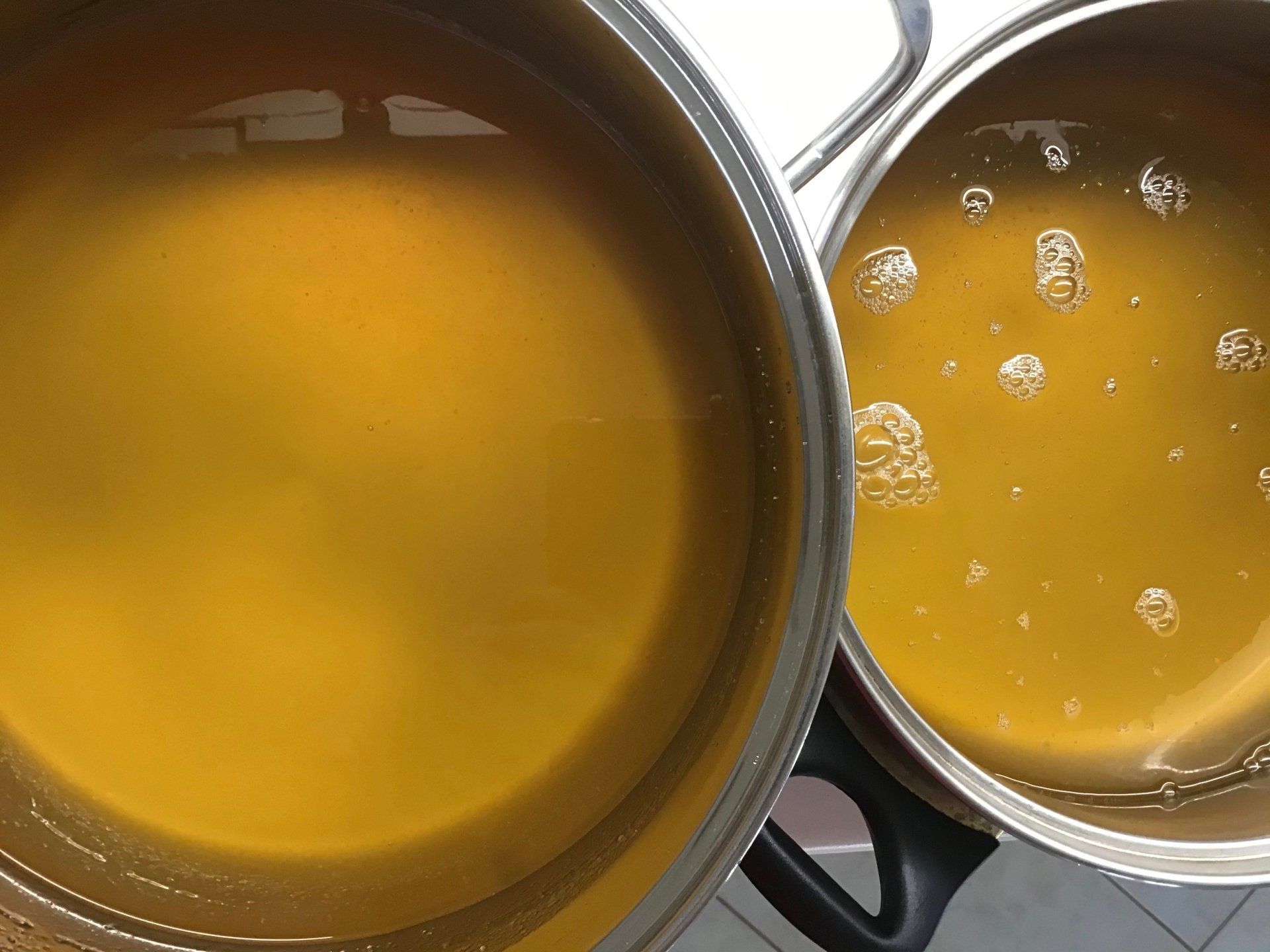 Too much to boil - use two pans and boil in batches. Making marmalade on  Hydra Island.