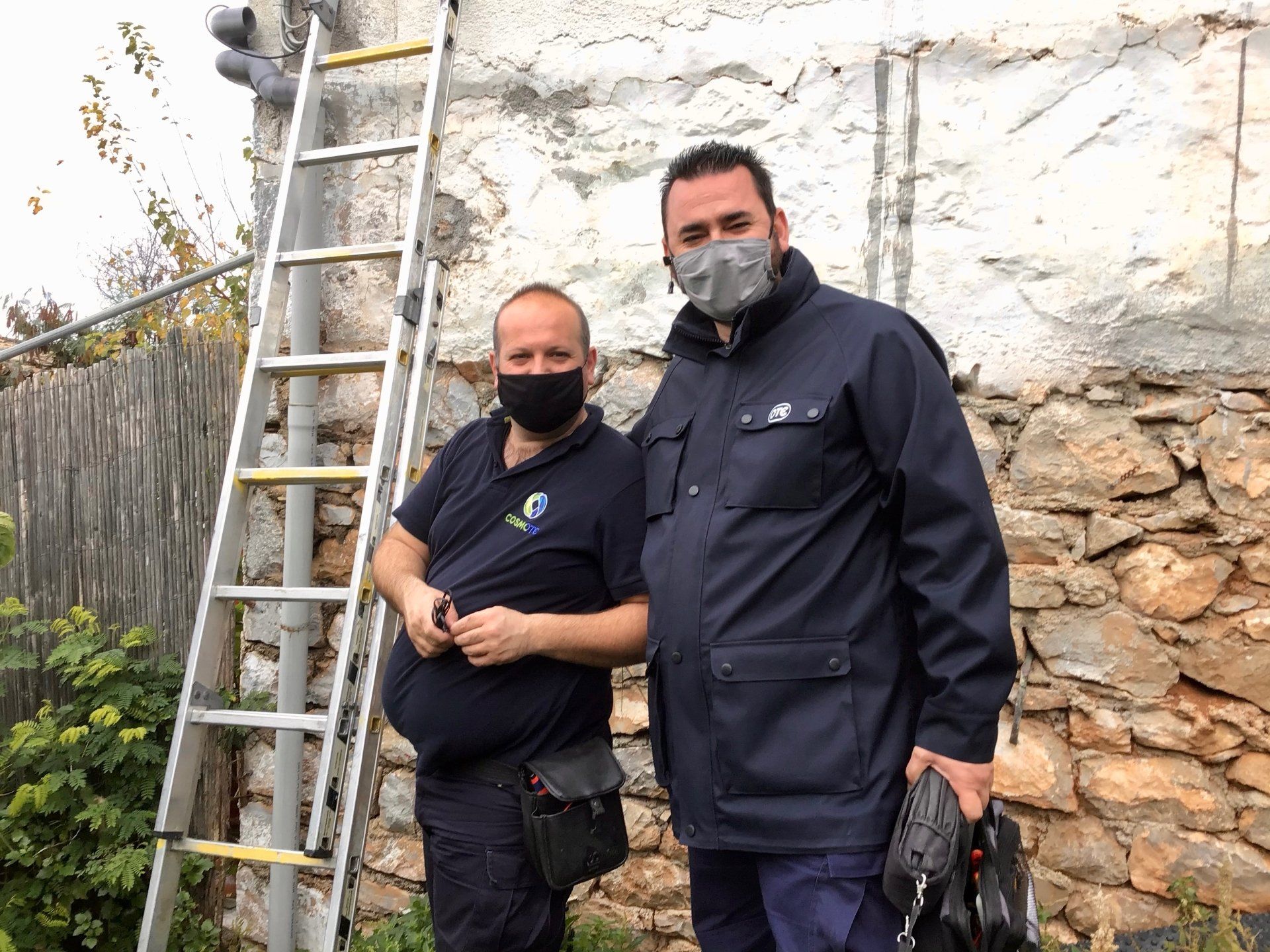Kostas & George of the OTE keeping Hydra Island connected during the CoVid crisis