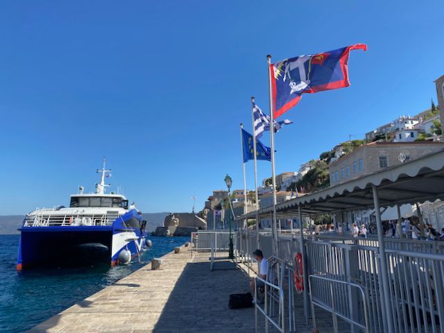 Magic 1 stopping at Hydra Island on the way back to Piraeus via Aegina
