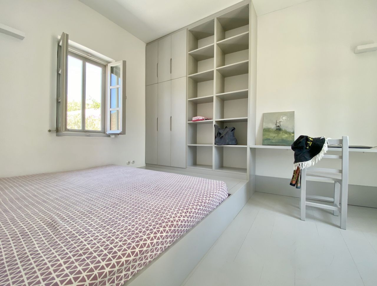 Double bedroom, top floor of 2 bedroom holiday house rental on Hydra Island Greece