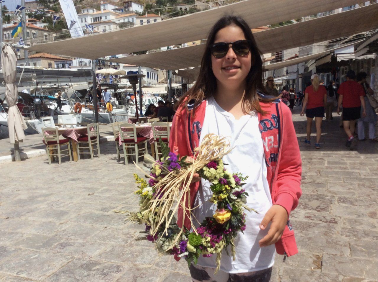 May day flowers on Hydra Island Greece.