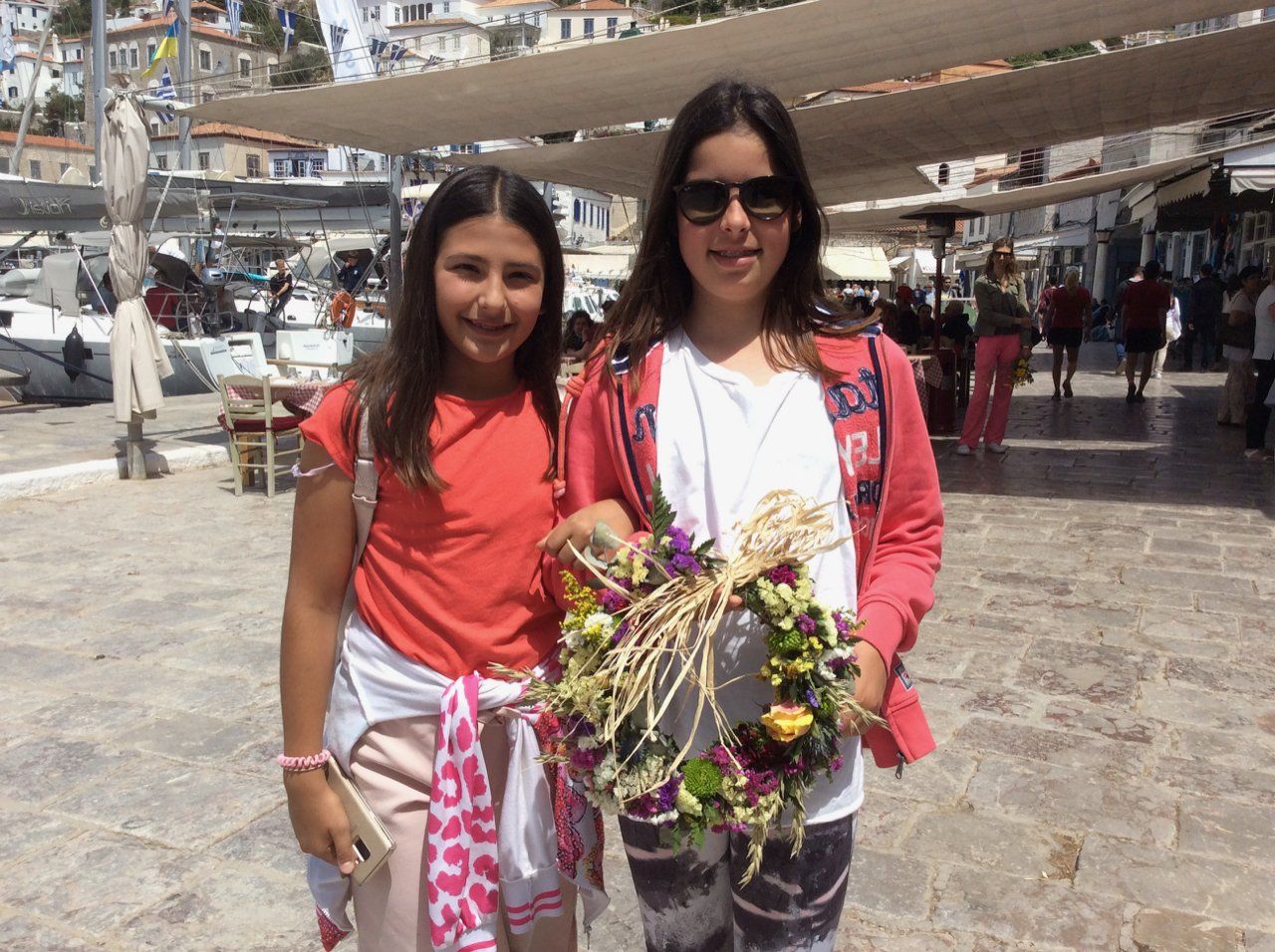 May day flowers on Hydra Island Greece.