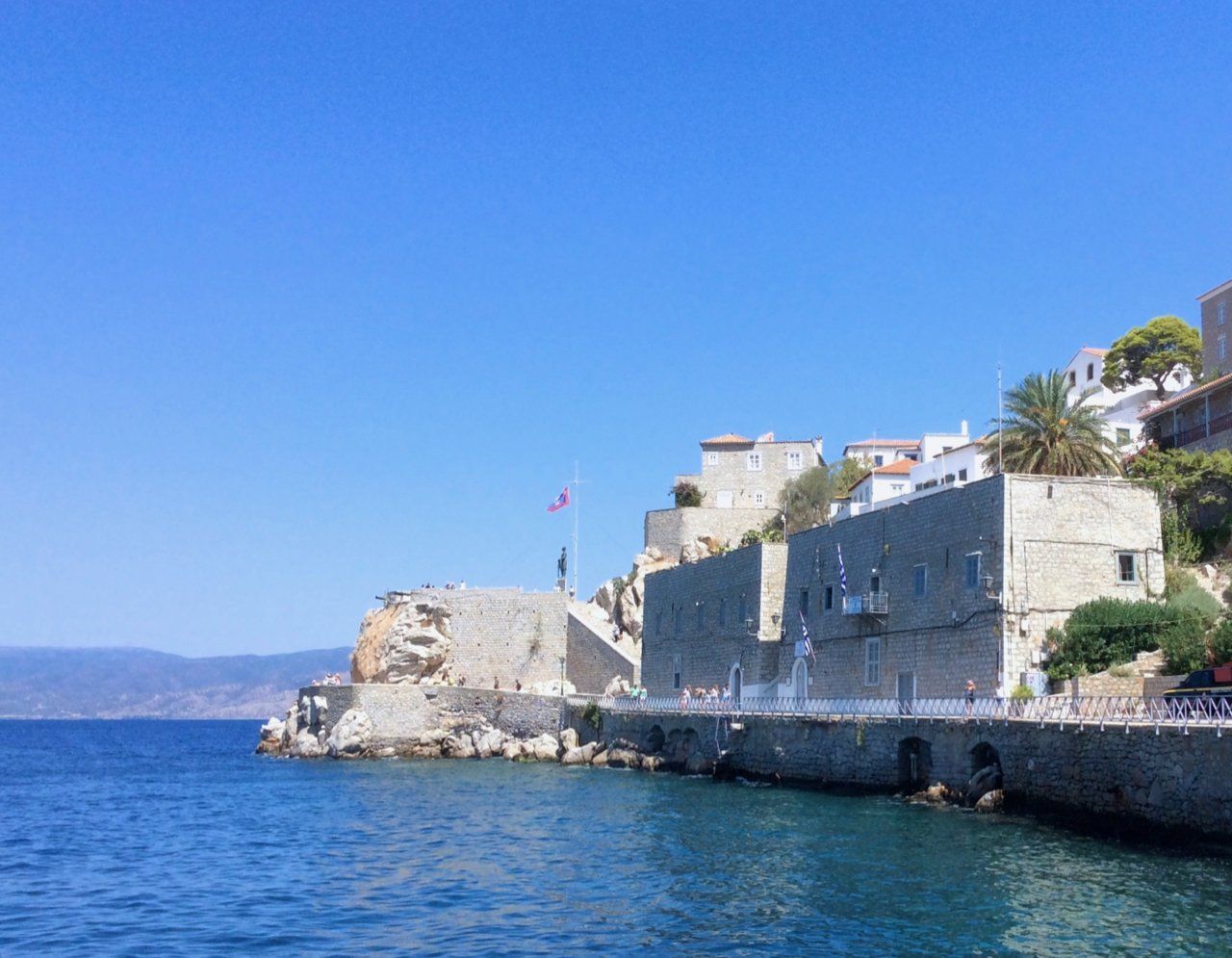 Quarantine Buildings on Hydra Island Greece.
