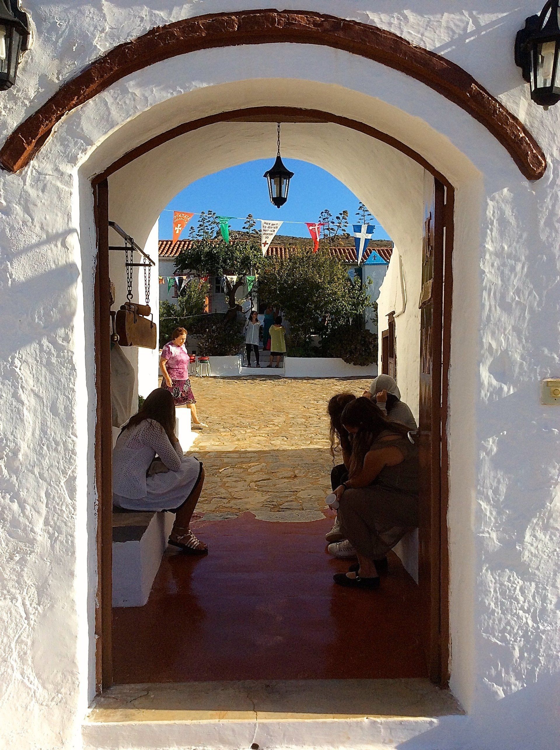 Panagia Zourva at the east end of Hydra Island Greece, walking destinations on Hydra. Name day 8th September.