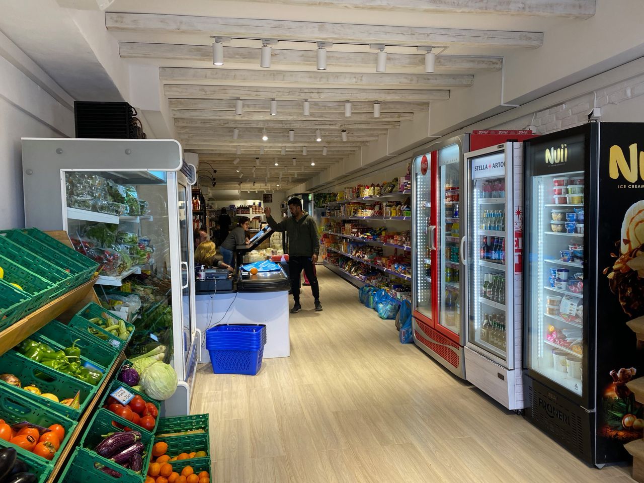 Shopping at the Maragos Supermarket on Hydra Island Greece.