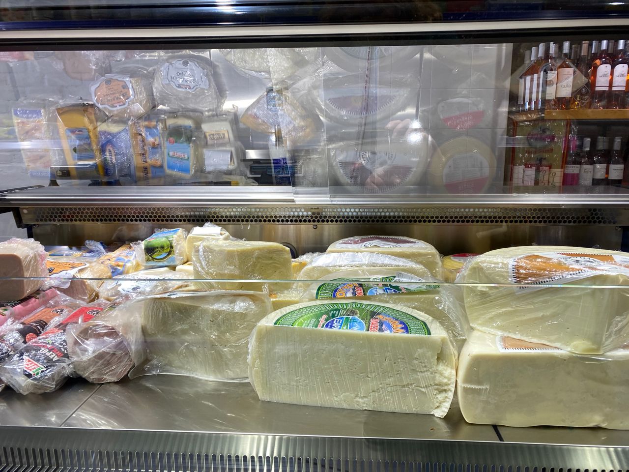 Shopping at the Maragos Supermarket on Hydra Island Greece.