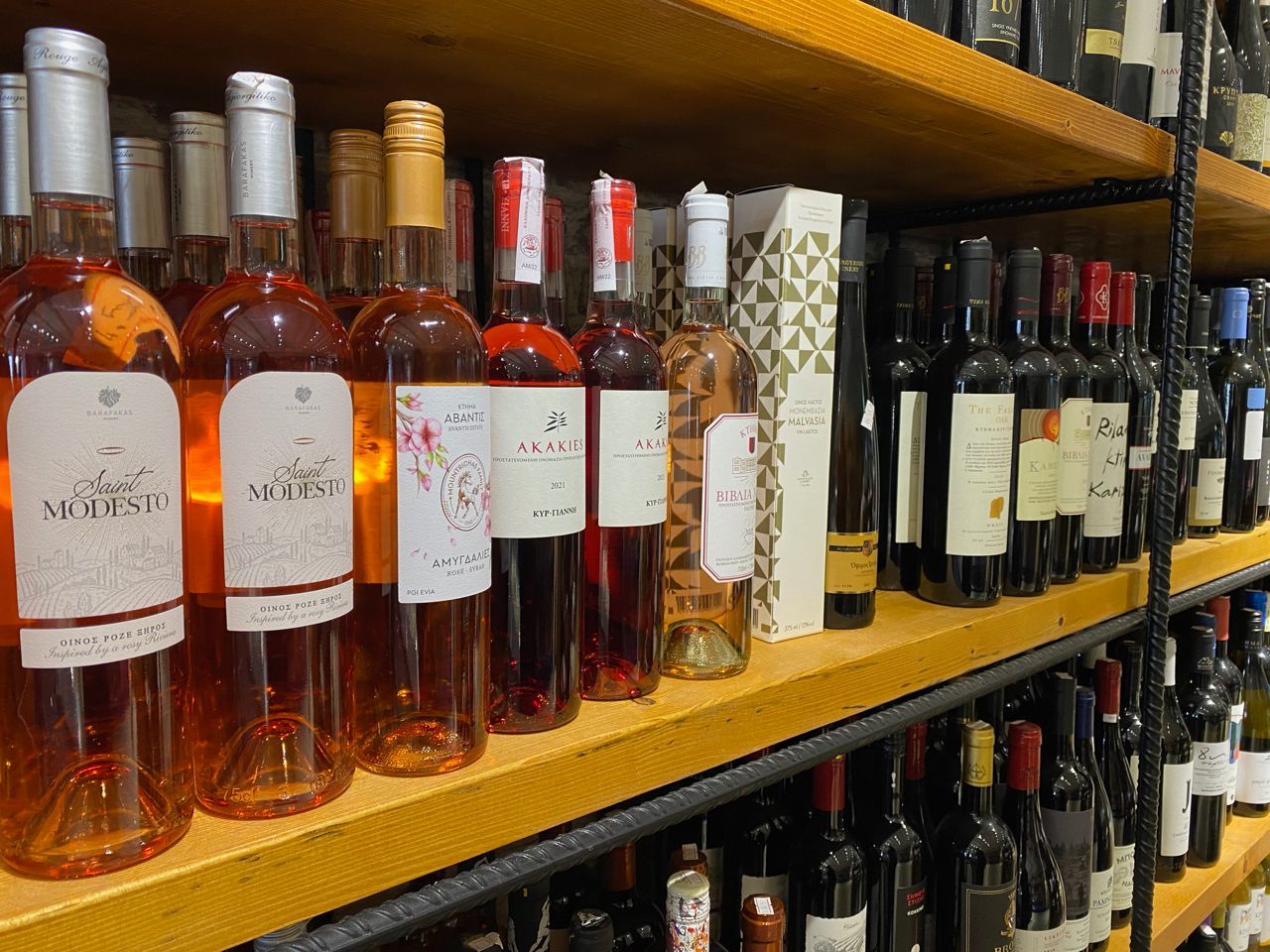 Shopping at the Maragos Supermarket on Hydra Island Greece.