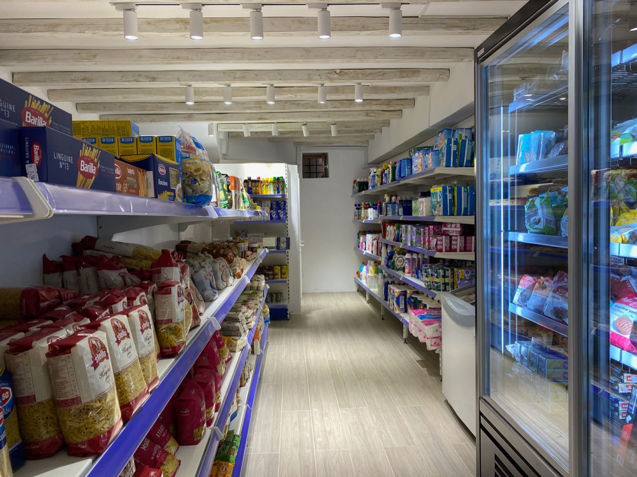 Shopping at the Maragos Supermarket on Hydra Island Greece.