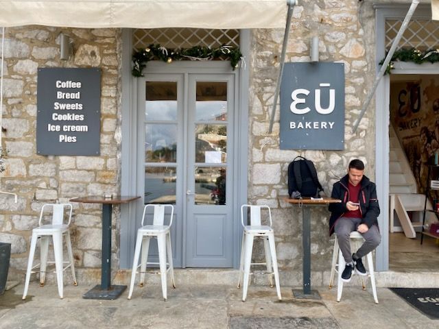 direct contact details for the EU Bakery on hydra island greece for Food, bakery, bread, ready made rolls, cakes, sweets, icecream, biscuits, take away coffee, refreshments