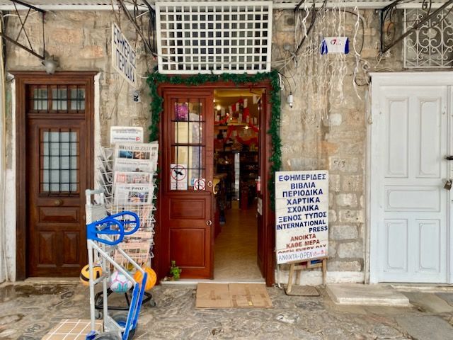 kapralos newsagents shop on hydra island greece, contact details on hydradirect.com