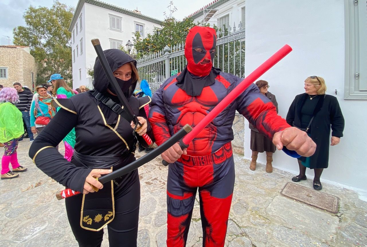 Gathering for Carnival on Hydra Island Greece for Carnival 2025
