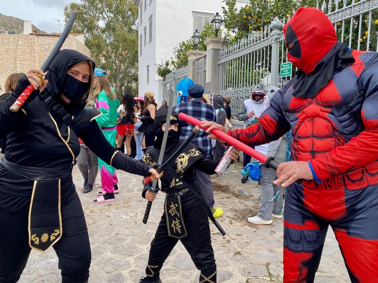 Gathering for Carnival on Hydra Island Greece for Carnival 2025