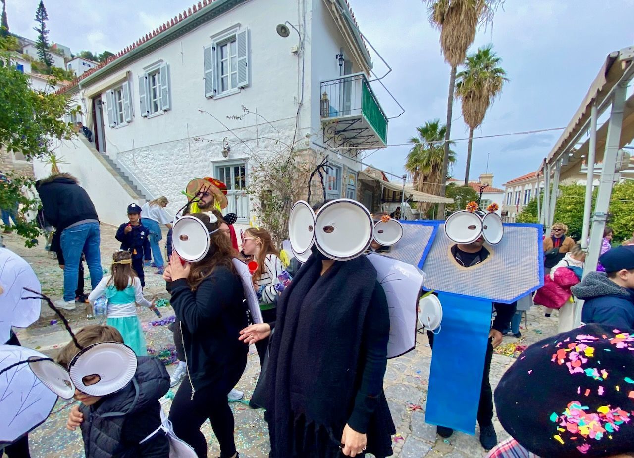 Gathering for Carnival on Hydra Island Greece for Carnival 2025