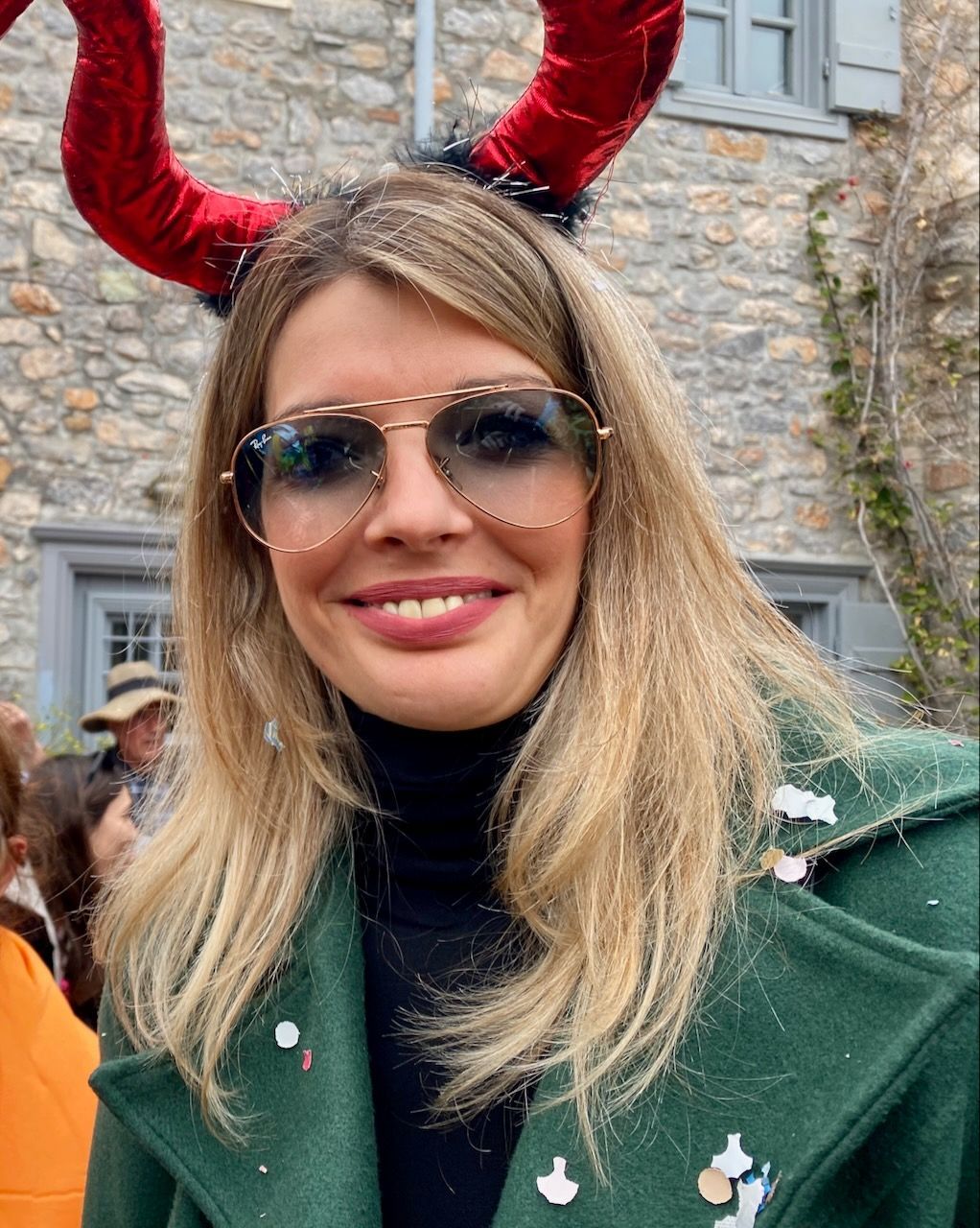 First stop at the Language School on the Carnival Parade Route on Hydra Island Greece 2025