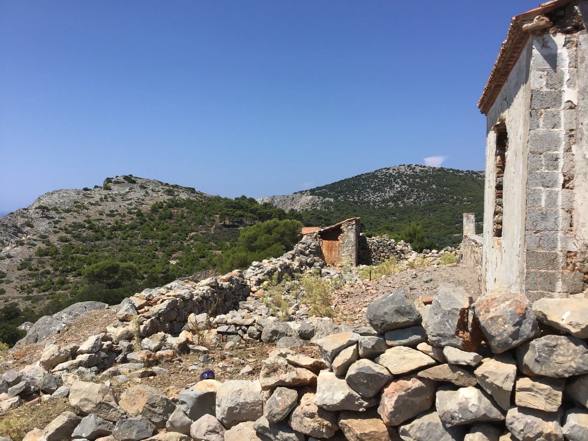 Views of Episkopi in the centre of Hydra Island Greece. A wonderful long walk on an off-season day with phenomenal views as a reward while you eat your picnic.