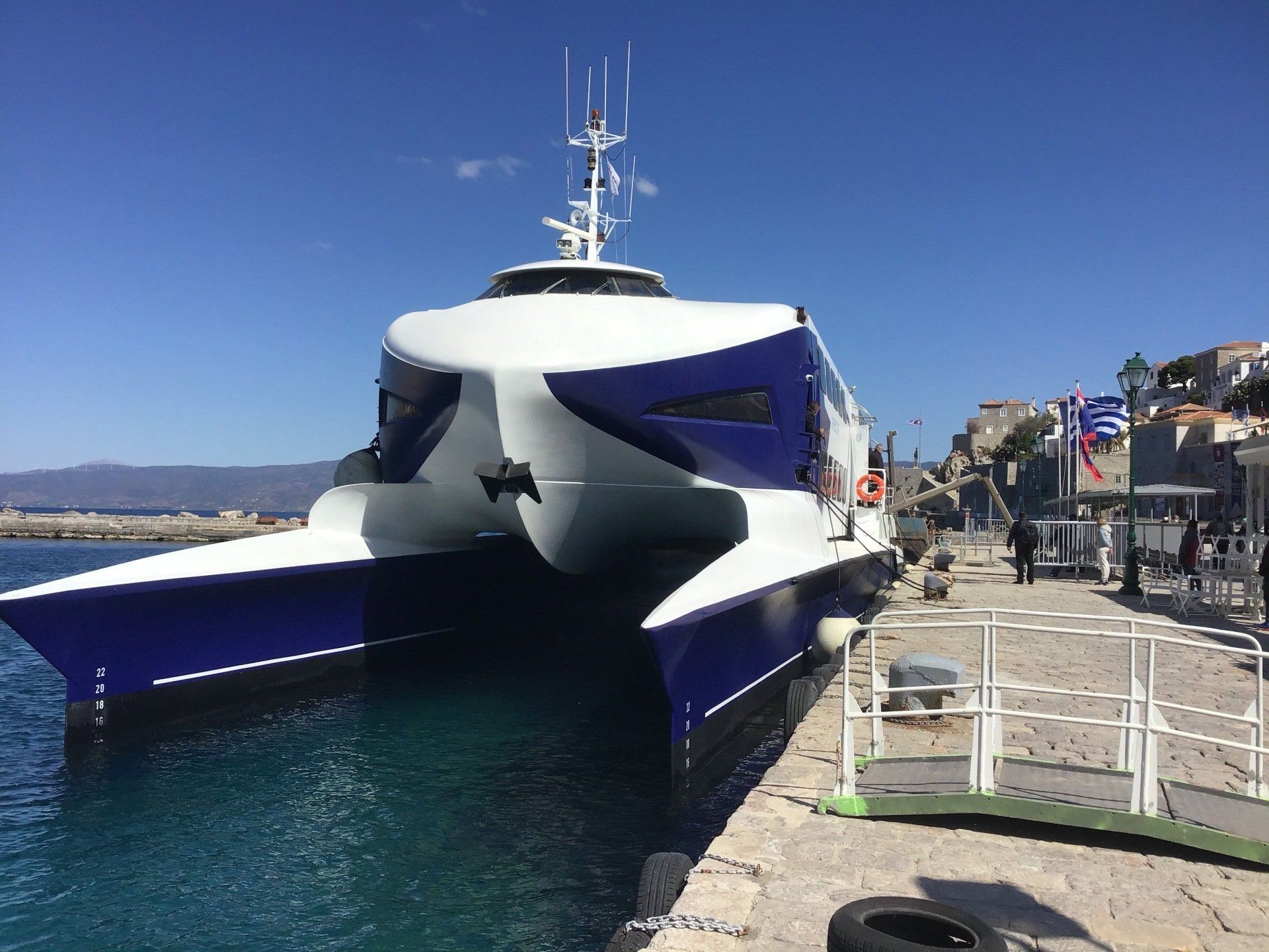 Alpha Lines Passenger Catamaran Service between Piraeus Athens and Hydra Island Greece.