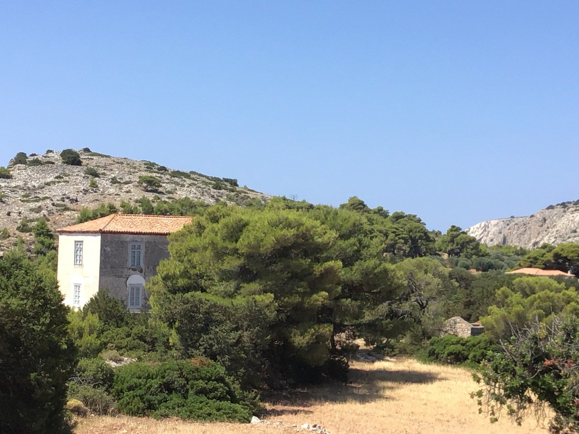 Views of Episkopi in the centre of Hydra Island Greece. A wonderful long walk on an off-season day with phenomenal views as a reward while you eat your picnic.