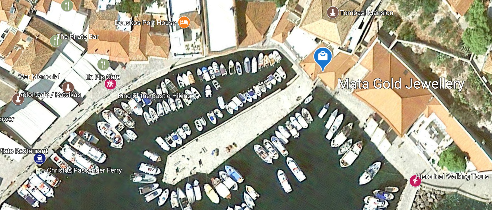 © 2020 HYDRADIRECT Map to find Mata Gold on the Greek Island of Hydra.