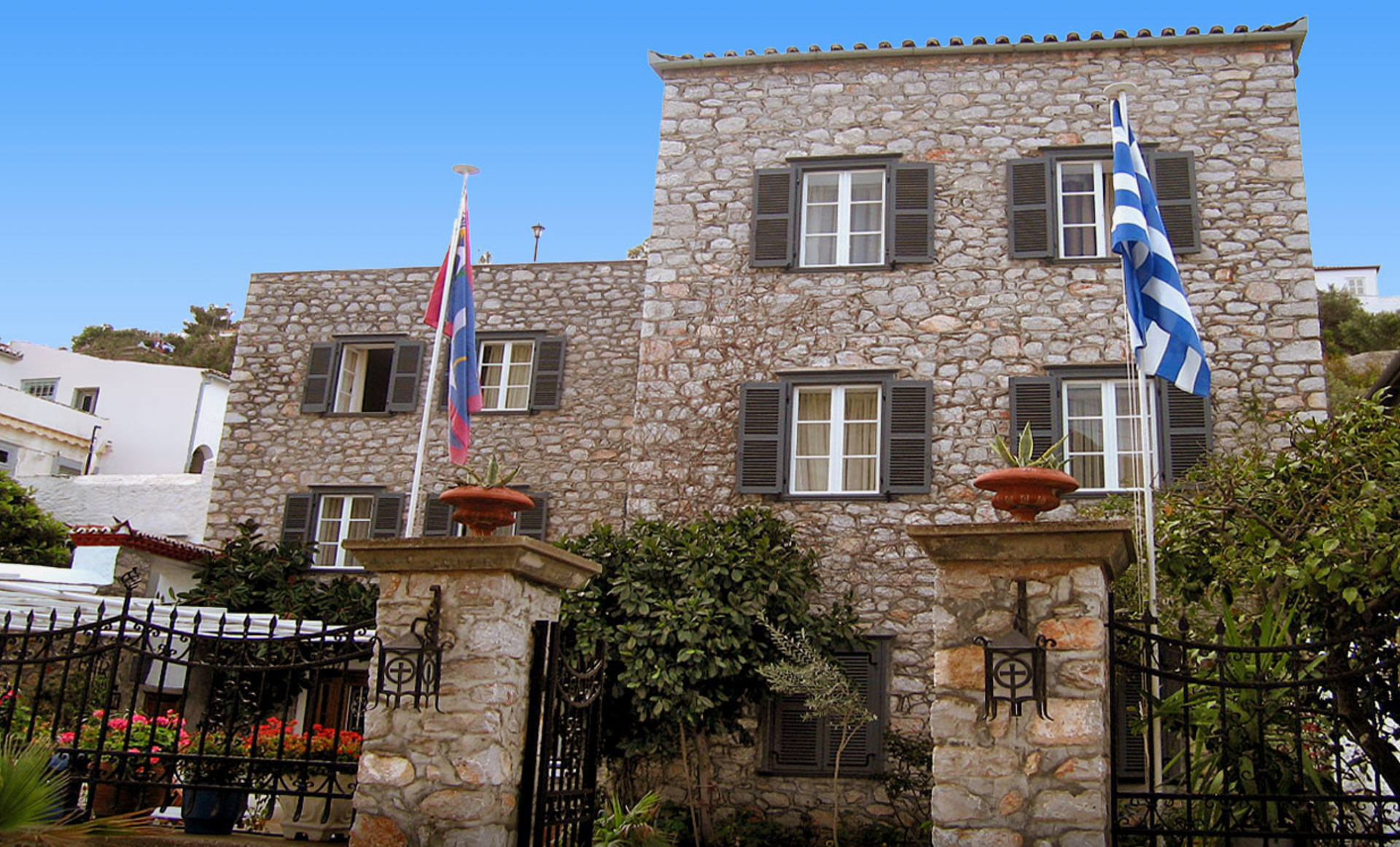 direct contact details and book direct to avoid reservation commission at the mistral hotel on hydra island greece