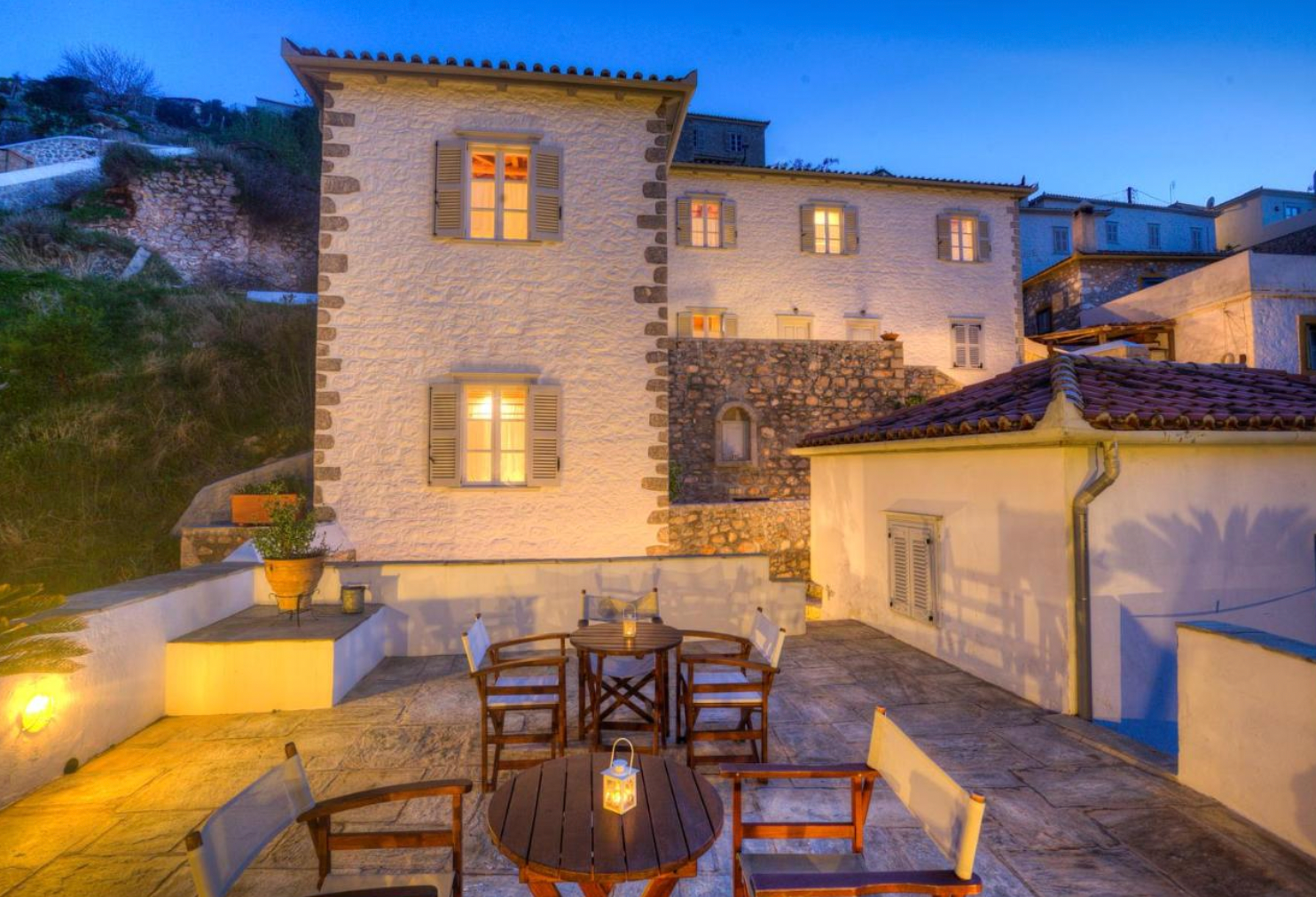 direct contact details so you can book direct to avoid agent commission or fees at the nereids guesthouse in hydra town on hydra island greece.