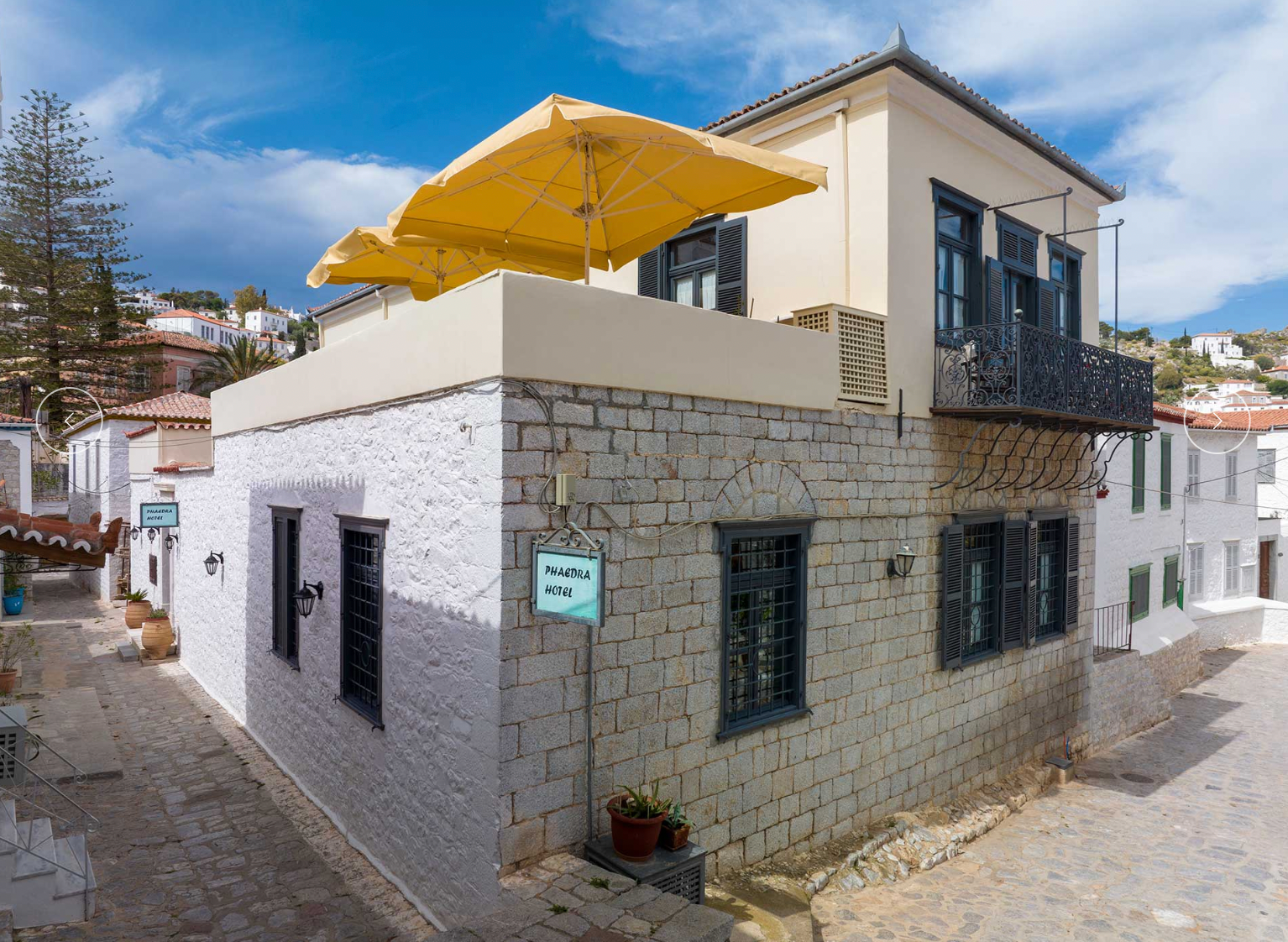 book direct so no agency fees or commission at the phaedra hotel on hydra island greece.