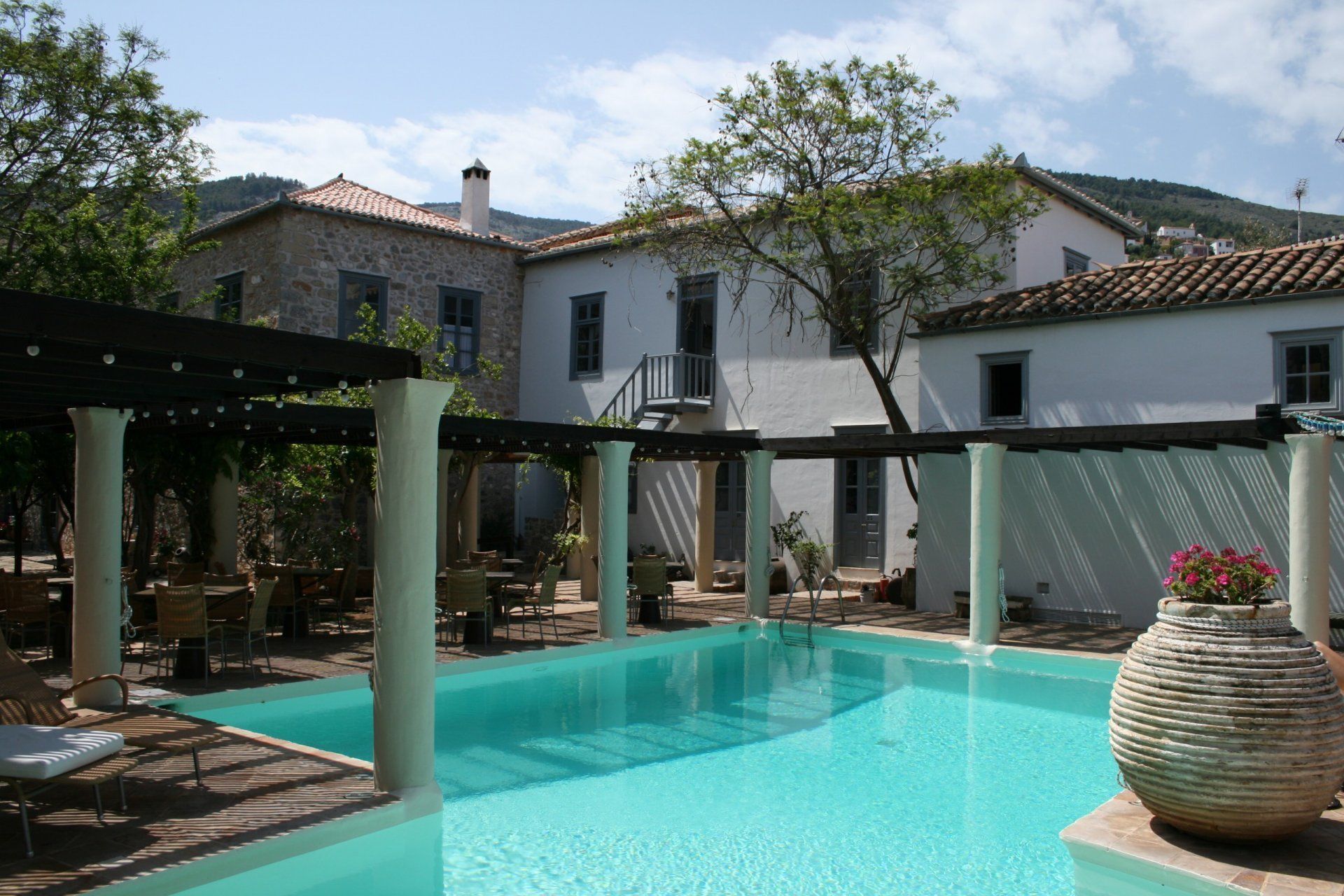 Swimming pool at the Bratsera Hotel - Hydra hotels, accommodation on Hydra Island Greece.
