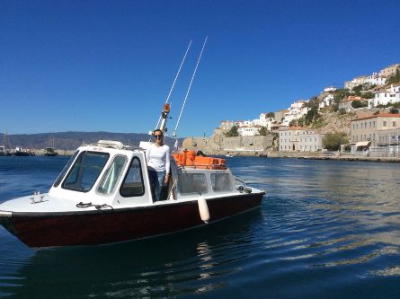 Eleni Sea Taxi driven by Marina Lazou of Hydra Island Greece.