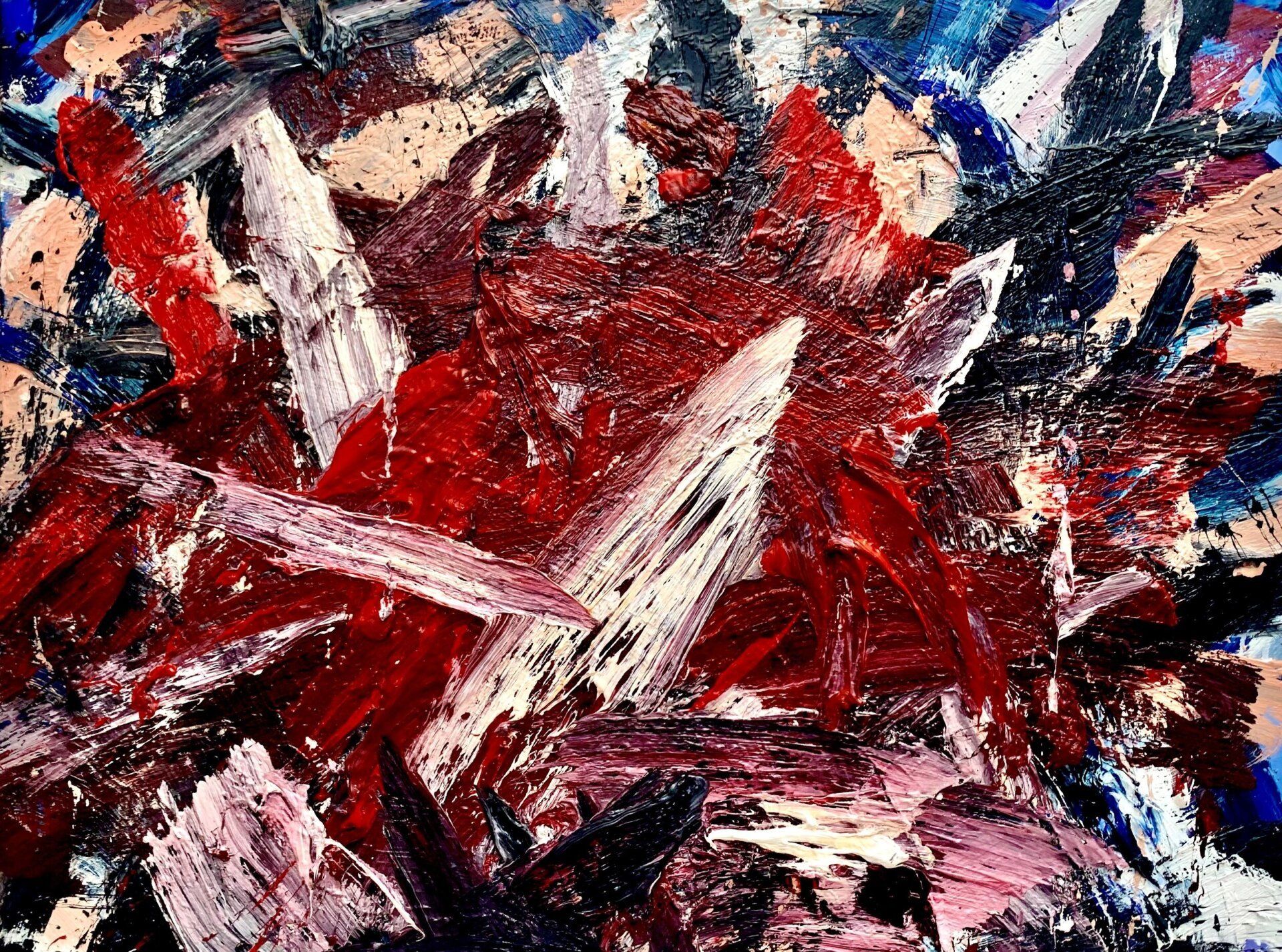 Oil on canvas painting by artist Wesley Eberle on Hydra Island Greece