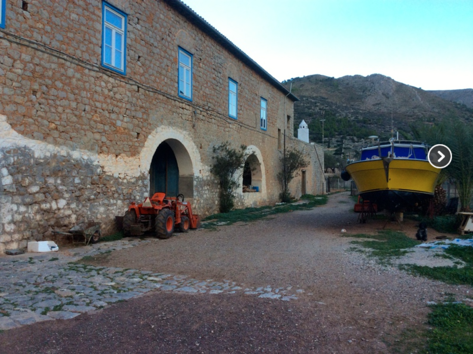 Olive harvest and production at Palamida on Hydra Island Greece.