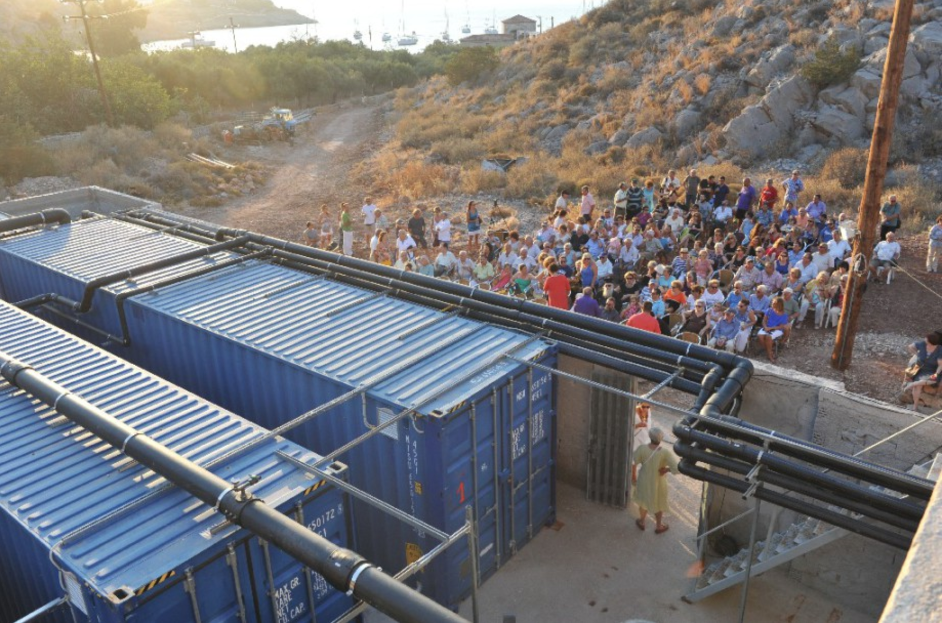 2014 Opening ceremony of the water desalination plant on Hydra  Island Greece.