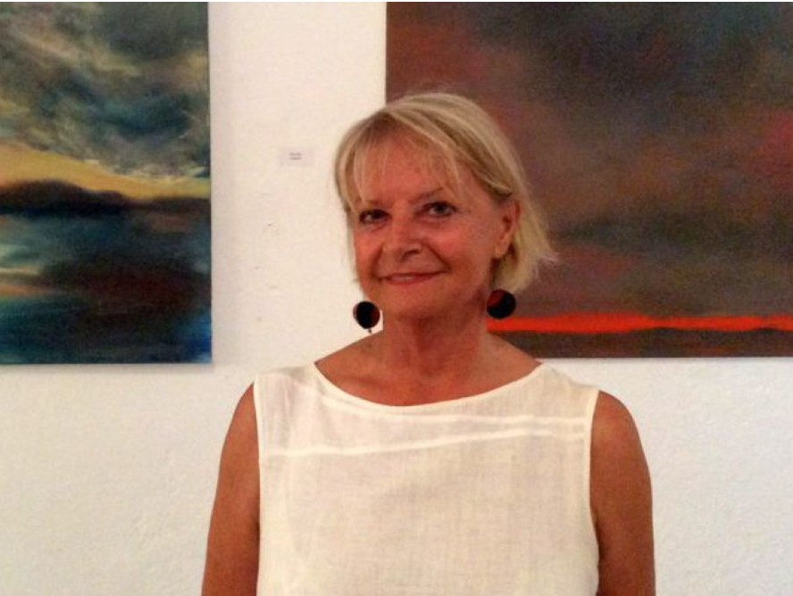 Artist Pauline Keaney exhibiting on Hydra Island Greece.