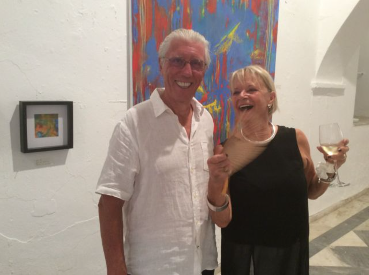 Artist Pauline Keaney exhibiting on Hydra Island Greece.