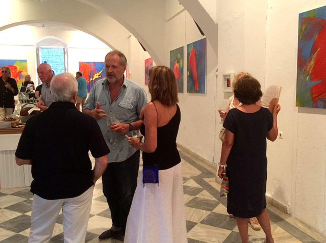 Artist Pauline Keaney exhibiting on Hydra Island Greece.
