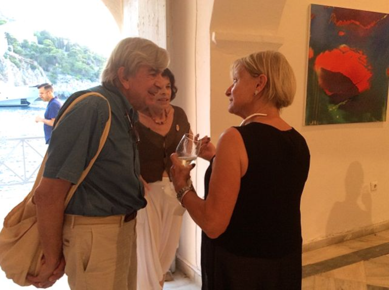 Artist Pauline Keaney exhibiting on Hydra Island Greece.