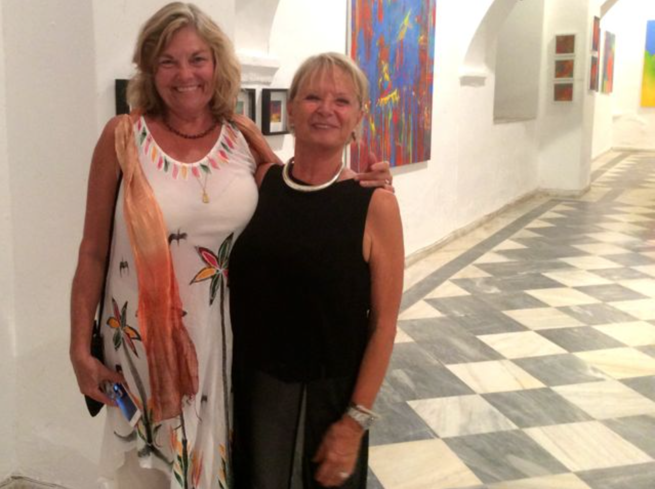Artist Pauline Keaney exhibiting on Hydra Island Greece.